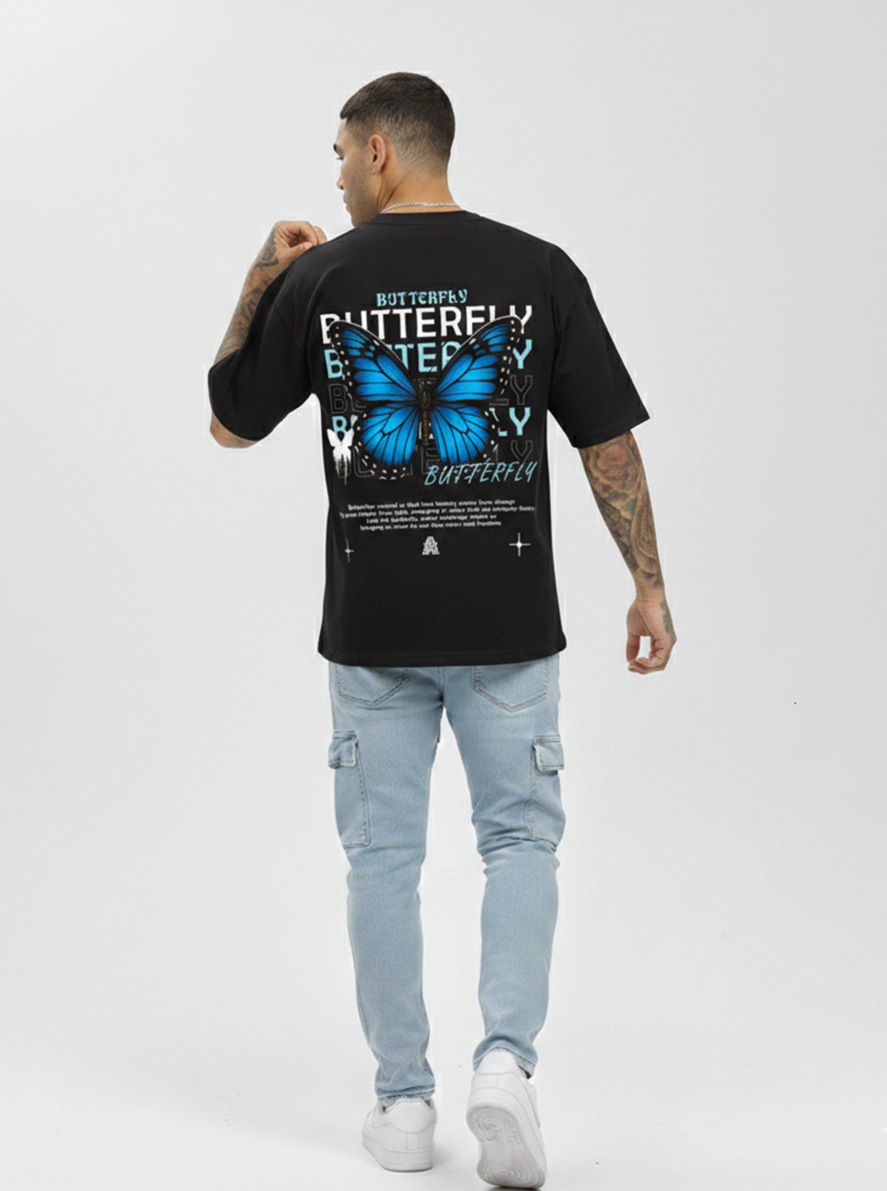 חולצת פרפר אוברסייז שחור