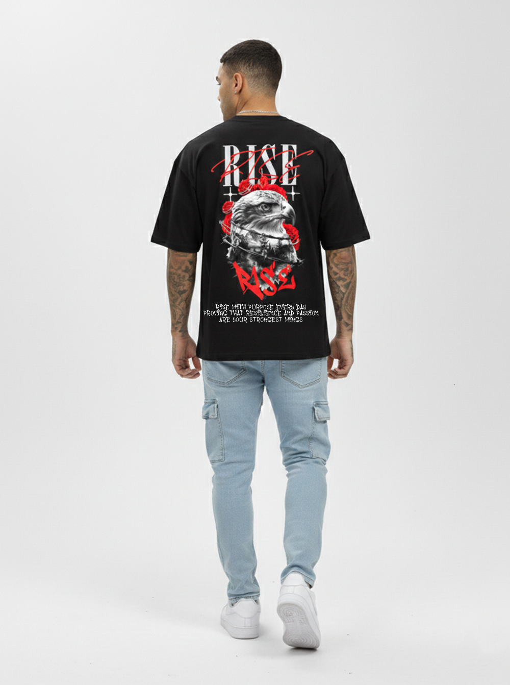 חולצת נשר אוברסייז שחור